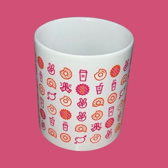 2018 Dunkin’ Donuts Ceramic Tea Cup PEACE LOVE DONUTS Emojis 10 oz Mug - Picture 4 of 4